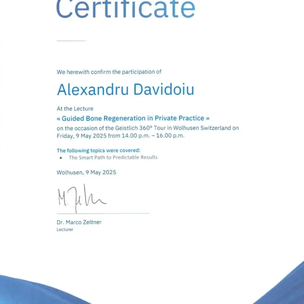 Certificare Geistlich GBR in Private Practice 2025